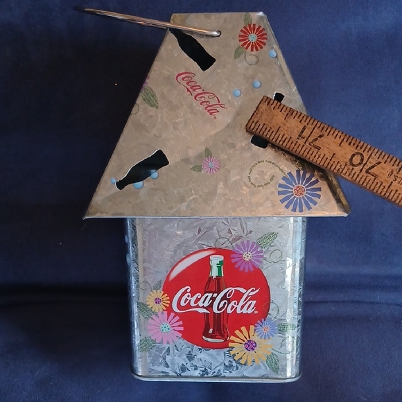 Coca-Cola Silver and Red Metal Birdhouse - Picture 5 of 7